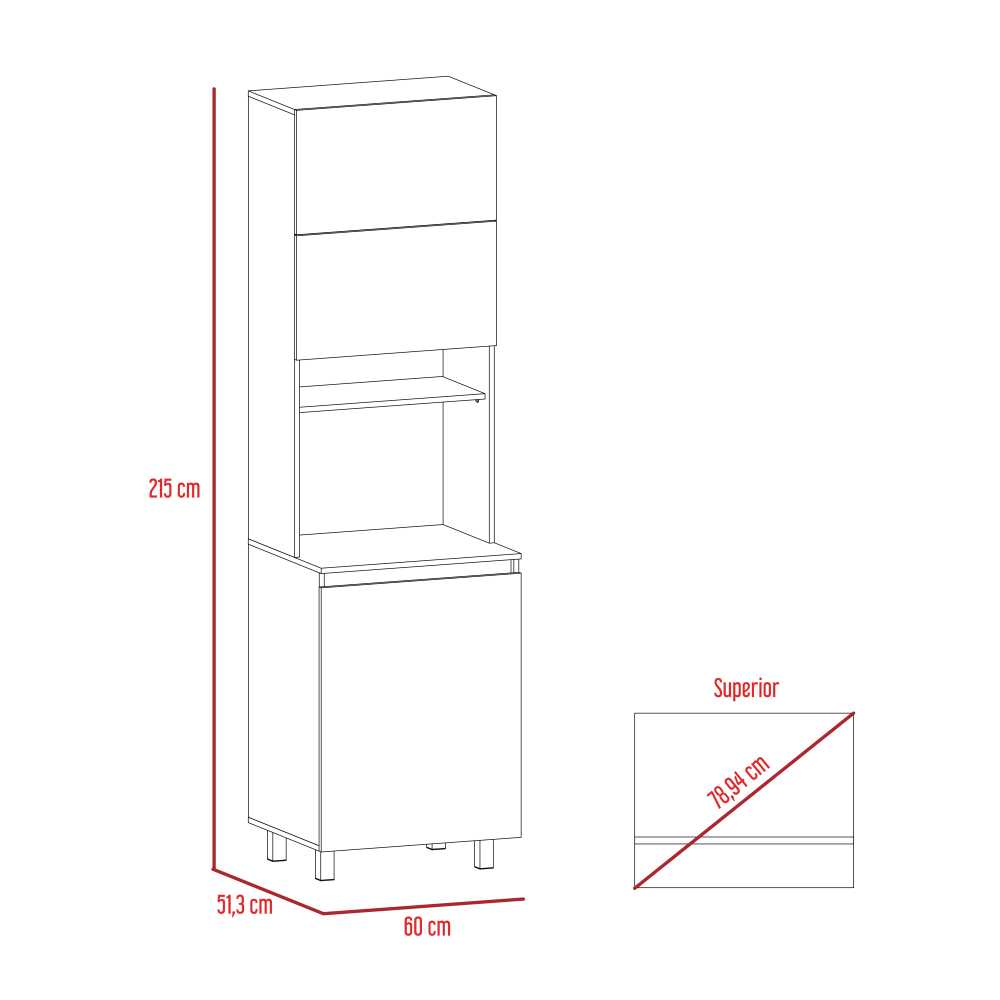 Mueble Microondas Kiara Taupe y Rovere 60 cm Con Tres Puertas - Muebles Organizadores | Bylmo