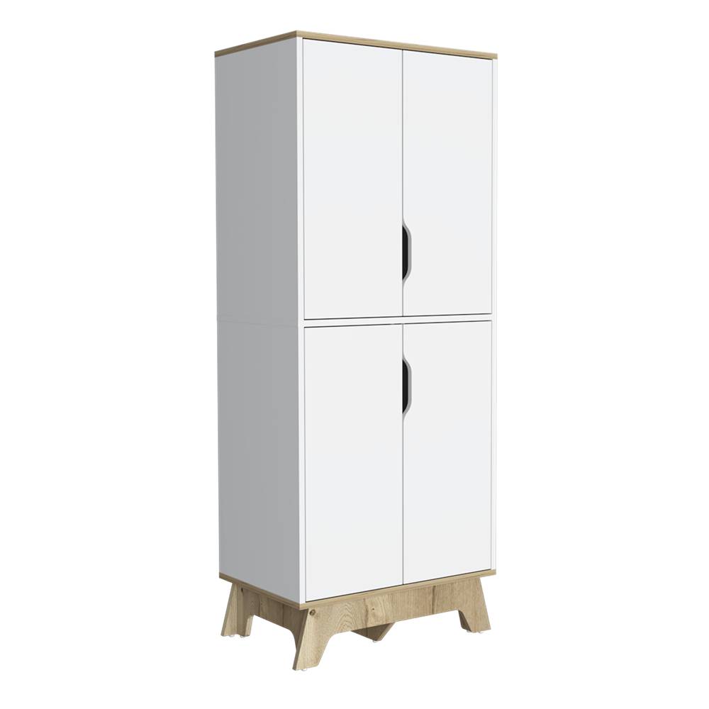 Alacena Pamplona Duna y Blanco 60x150.5cm sin Cajones y con Cuatro Puertas - Muebles Organizadores | Bylmo