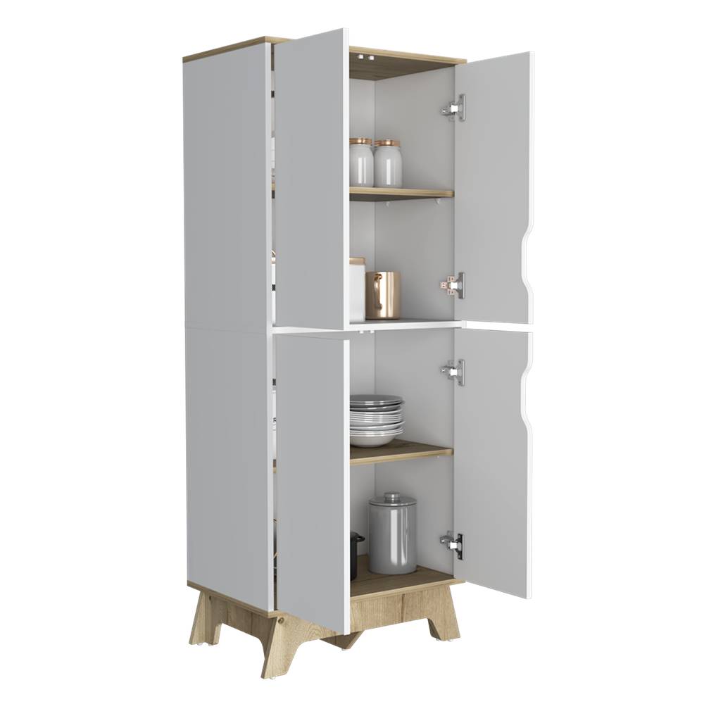 Alacena Pamplona Duna y Blanco 60x150.5cm sin Cajones y con Cuatro Puertas - Muebles Organizadores | Bylmo
