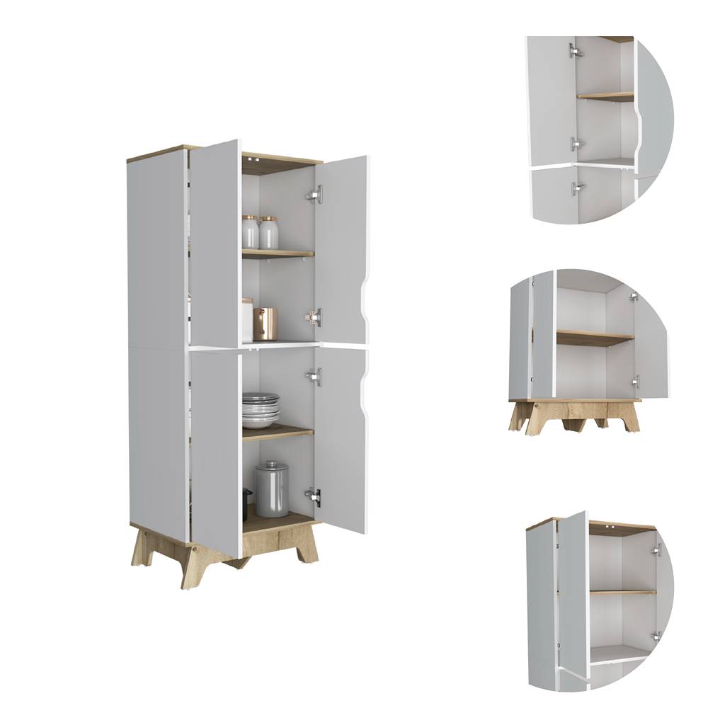 Alacena Pamplona Duna y Blanco 60x150.5cm sin Cajones y con Cuatro Puertas - Muebles Organizadores | Bylmo