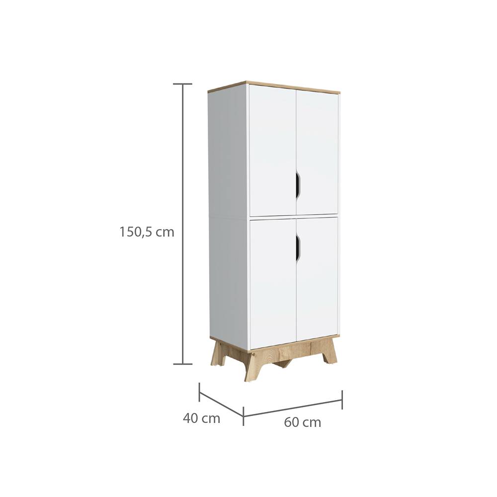 Alacena Pamplona Duna y Blanco 60x150.5cm sin Cajones y con Cuatro Puertas - Muebles Organizadores | Bylmo