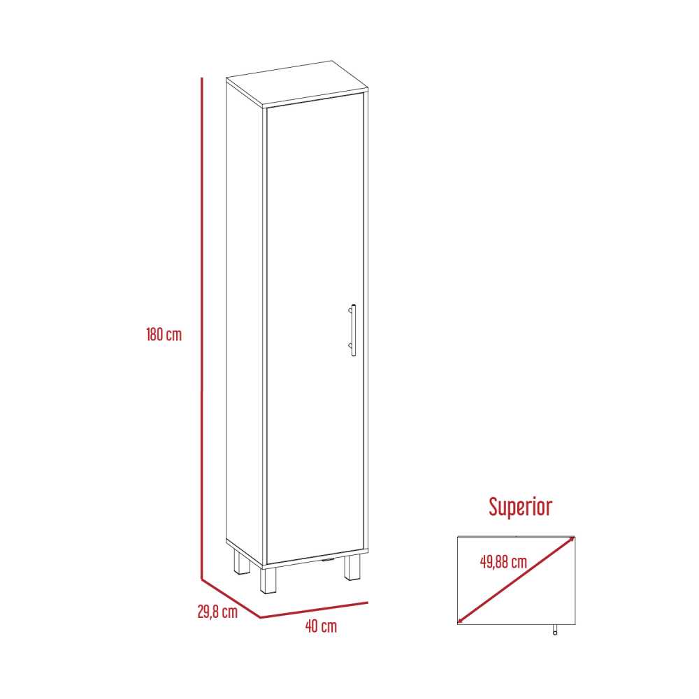 Mueble de Aseo Laska Blanco Nacar 40x180cm con Una Puerta - Muebles Organizadores | Bylmo