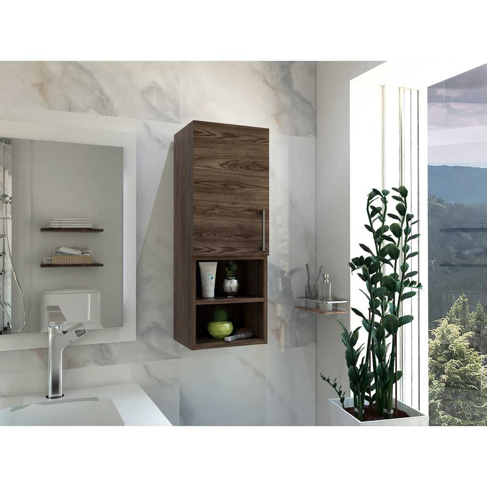 Gabinete de Baño Barcelona Coñac 30x81.5cm Rectangular sin Espejo y con Dos Entrepaños - Gabinetes | Bylmo