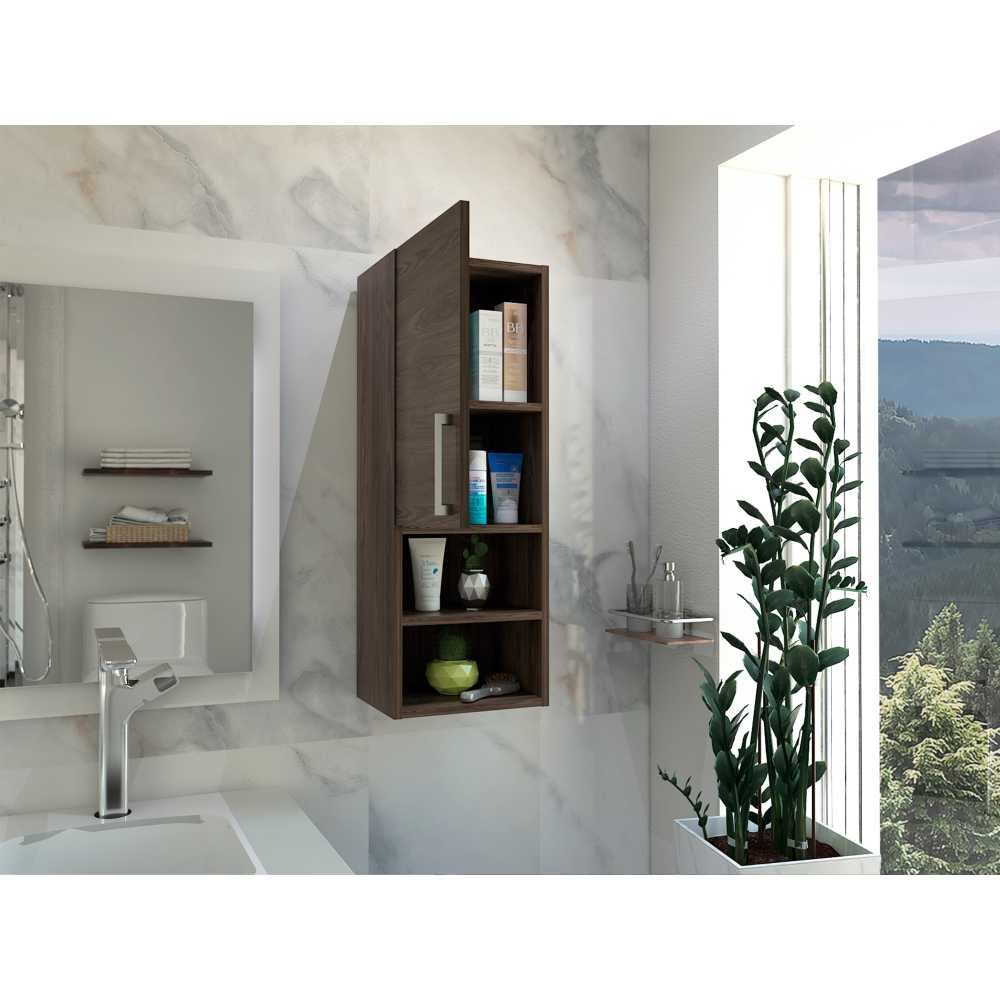 Gabinete de Baño Barcelona Coñac 30x81.5cm Rectangular sin Espejo y con Dos Entrepaños - Gabinetes | Bylmo