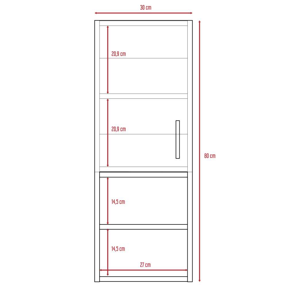 Gabinete de Baño Madrid Coñac y Plomo 30x80cm Rectangular con Dos Entrepaños - Gabinetes | Bylmo