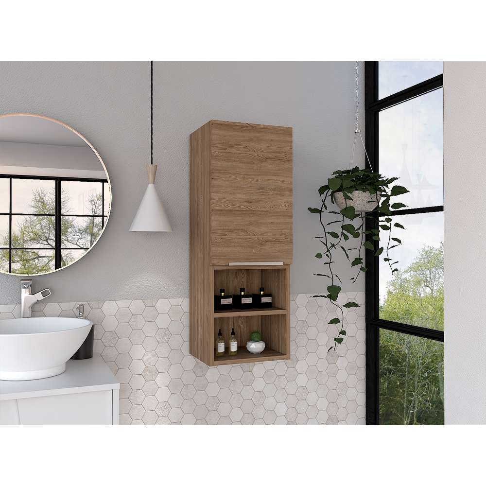 Gabinete de Baño Mila Miel 30x81.7cm Rectangular sin Espejo y con Dos Entrepaños - Gabinetes | Bylmo