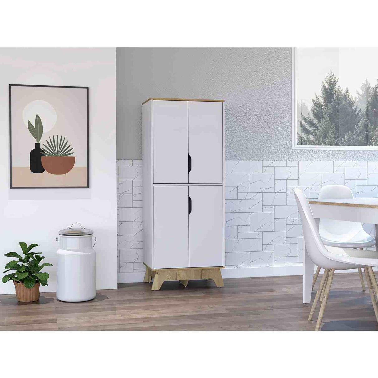 Mueble Auxiliar Z60 Blanco 60 cm con Puertas y Patas de Madera - Barras y Muebles Auxiliares | Bylmo