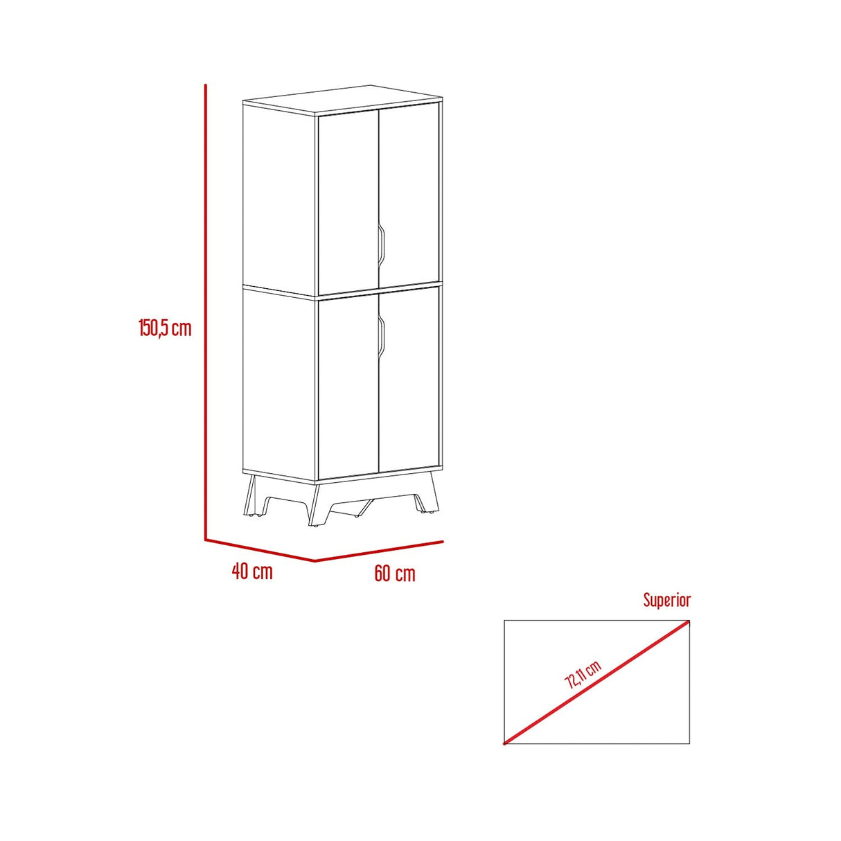 Mueble Auxiliar Z60 Blanco 60 cm con Puertas y Patas de Madera - Barras y Muebles Auxiliares | Bylmo