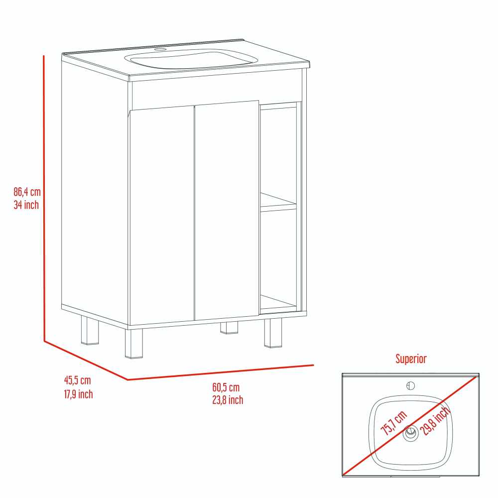 Mueble Meka Blanco 60 cm con Dos Puertas y Entrepaños - Gabinetes | Bylmo