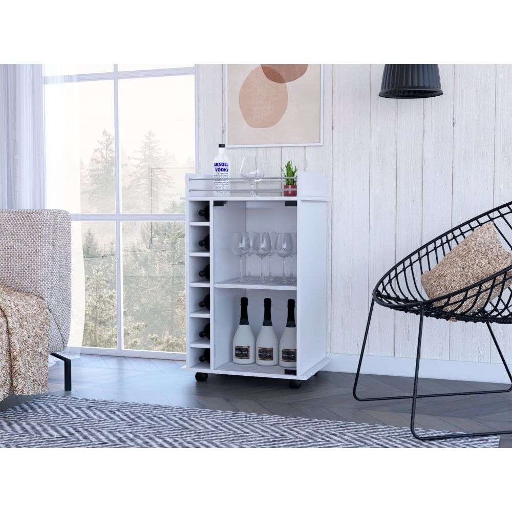 Bar Dukat Plus Blanco 55x89cm sin Cajones y con Seis Portabotellas - Bares | Bylmo