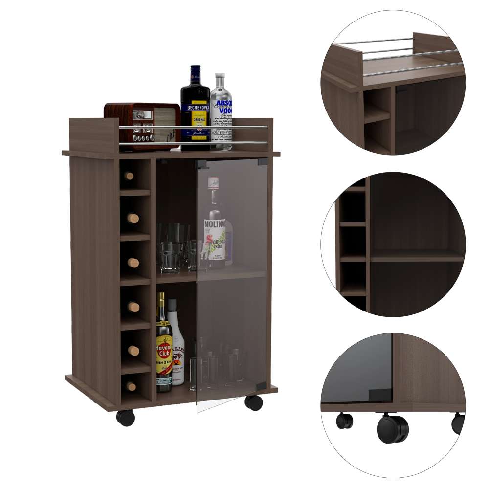 Bar Dukat Roble gris 55x89cm sin Cajones y con Seis Portabotellas - Bares | Bylmo