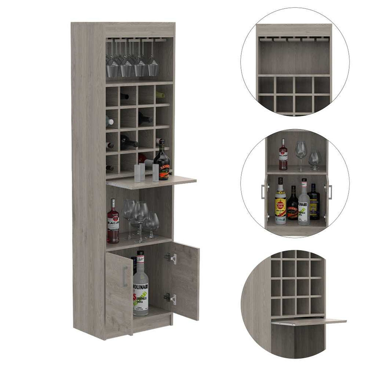 Bar Kava Ceniza 51 cm con Dos Puertas - Bares | Bylmo