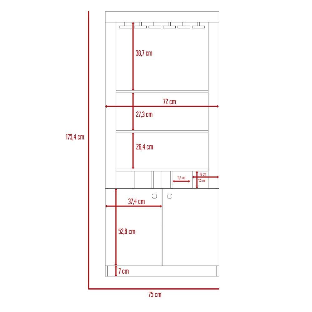 Bar Montenegro Caramelo 75 cm con Dos Puertas - Bares | Bylmo
