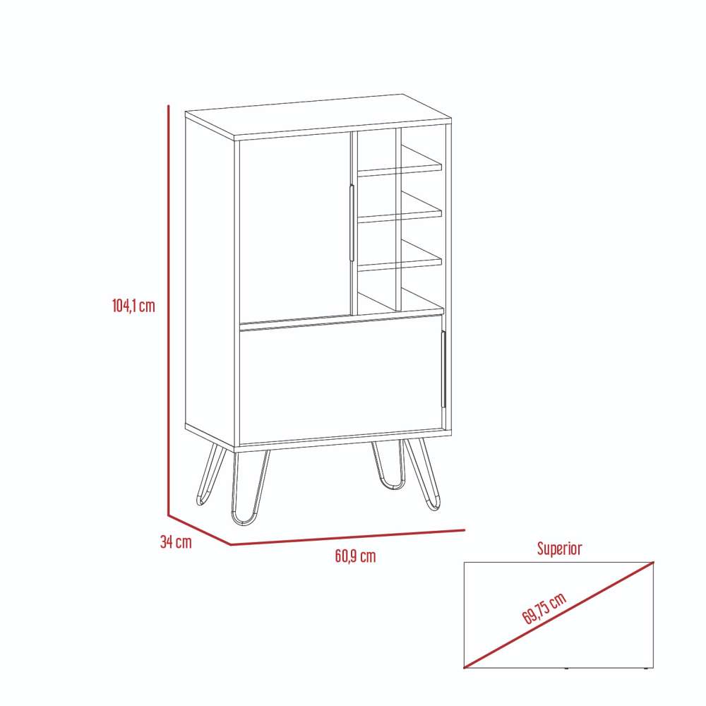 Bar Vegas Duna y Plomo 59 cm con Puerta de Vidrio - Bares | Bylmo