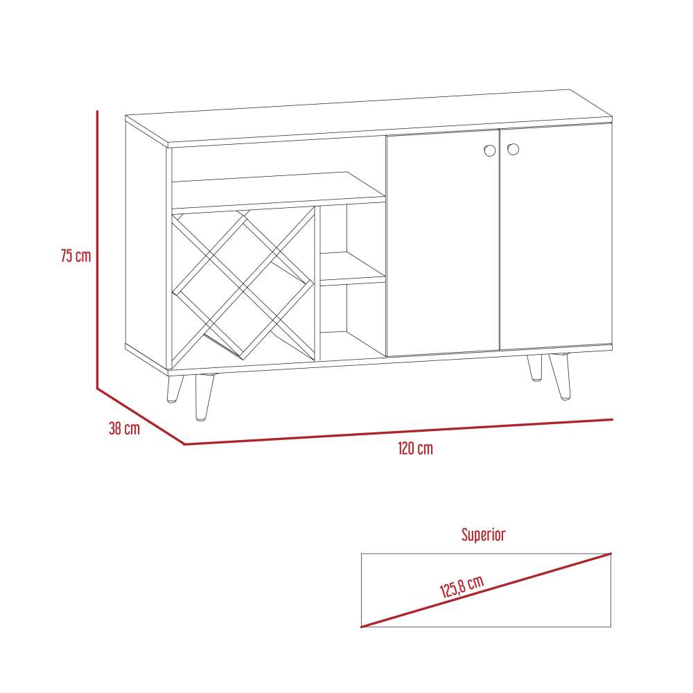 Bar Vithi Duna y Blanco 120 cm con Dos Puertas - Bares | Bylmo