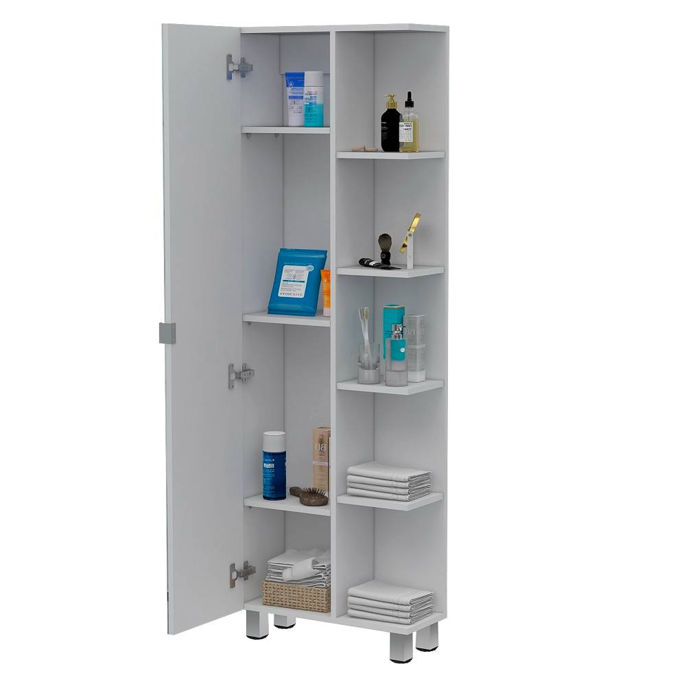 Mueble para Baño Esquinero Urano Plus Blanco 51.2x158cm sin Cajones y con Cuatro Entrepaños - Gabinetes | Bylmo