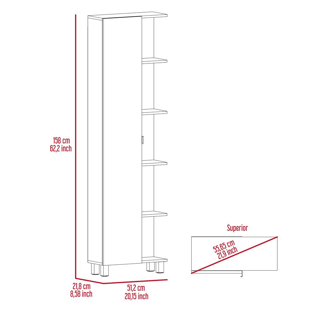 Mueble para Baño Esquinero Urano Plus Blanco 51.2x158cm sin Cajones y con Cuatro Entrepaños - Gabinetes | Bylmo