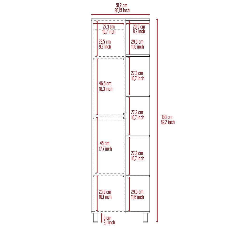 Mueble para Baño Esquinero Urano Plus Blanco 51.2x158cm sin Cajones y con Cuatro Entrepaños - Gabinetes | Bylmo
