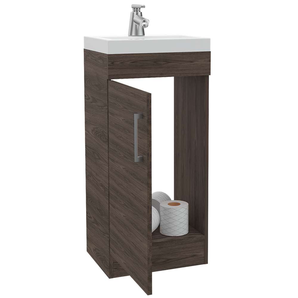Mueble para Lavamanos Madrid Coñac 40x88cm Individual con Lavamanos con Una Puerta - Gabinetes | Bylmo