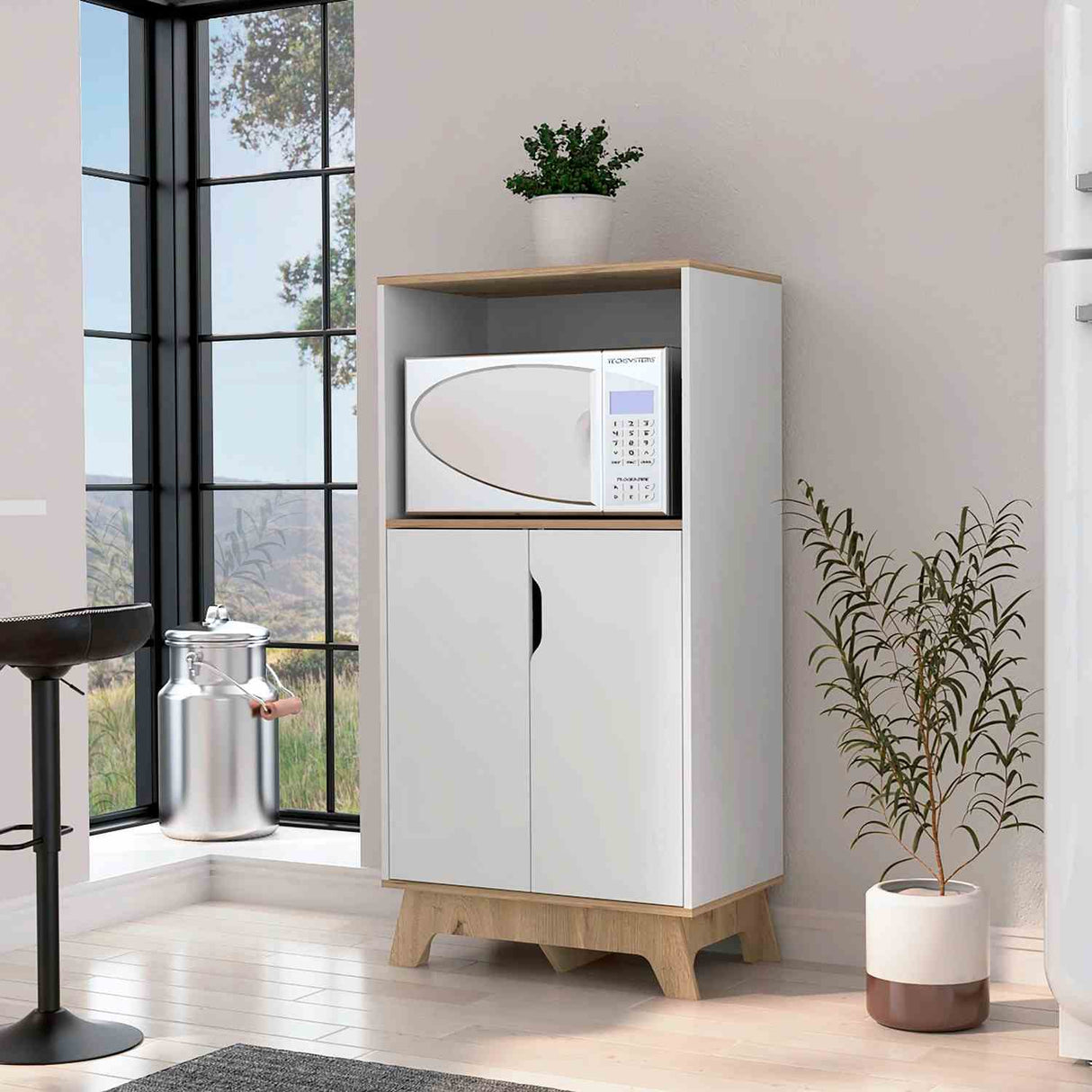 Mueble Microondas Auxona Duna 65 cm con Dos Puertas y Entrepaños - Alacenas y Muebles Microondas | Bylmo