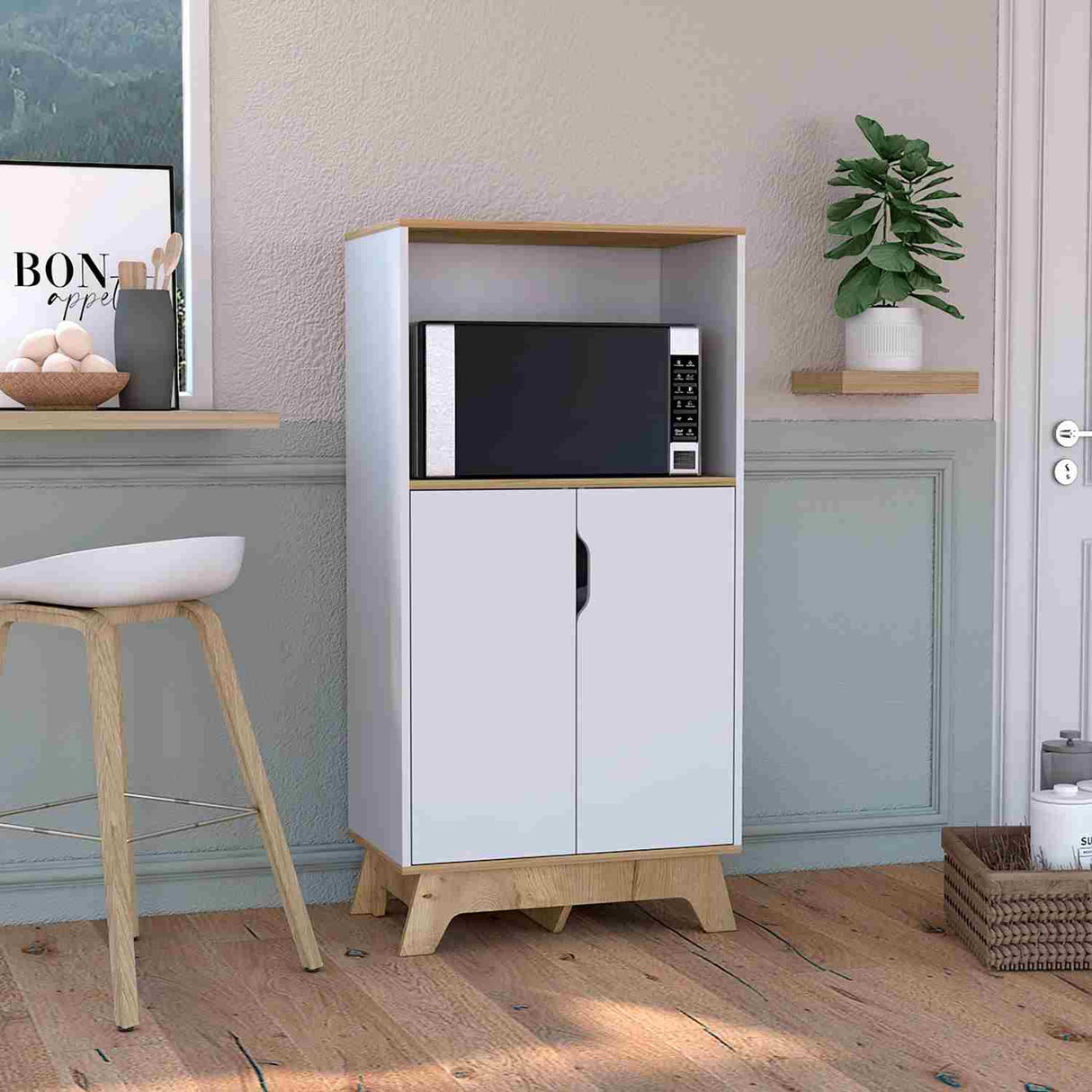 Mueble Microondas Auxona Duna 65 cm con Dos Puertas y Entrepaños - Alacenas y Muebles Microondas | Bylmo