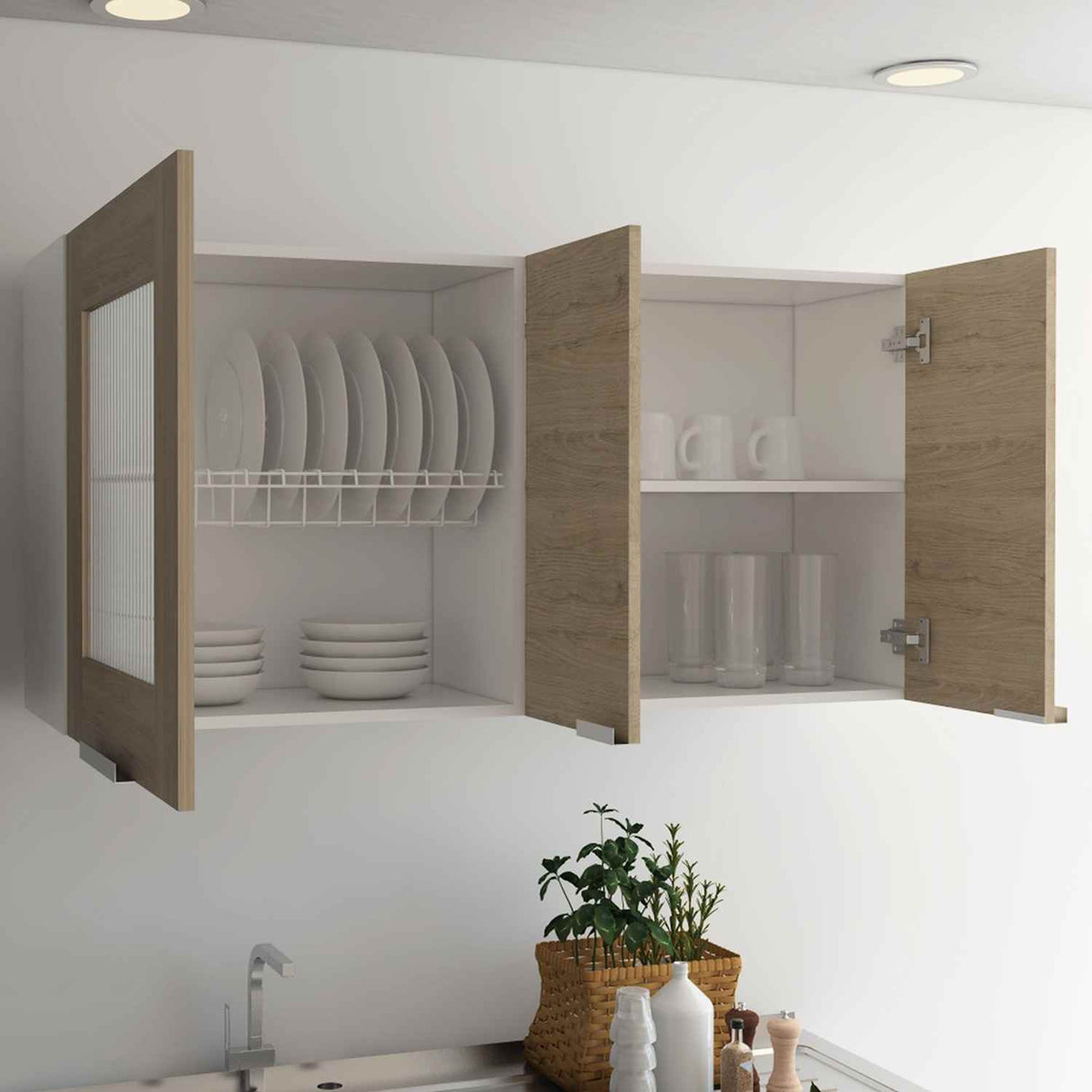 Mueble Superior de Cocina Fendi Blanco 120x60cm con Un Entrepaño y con Tres Puertas - Muebles Superiores | Bylmo