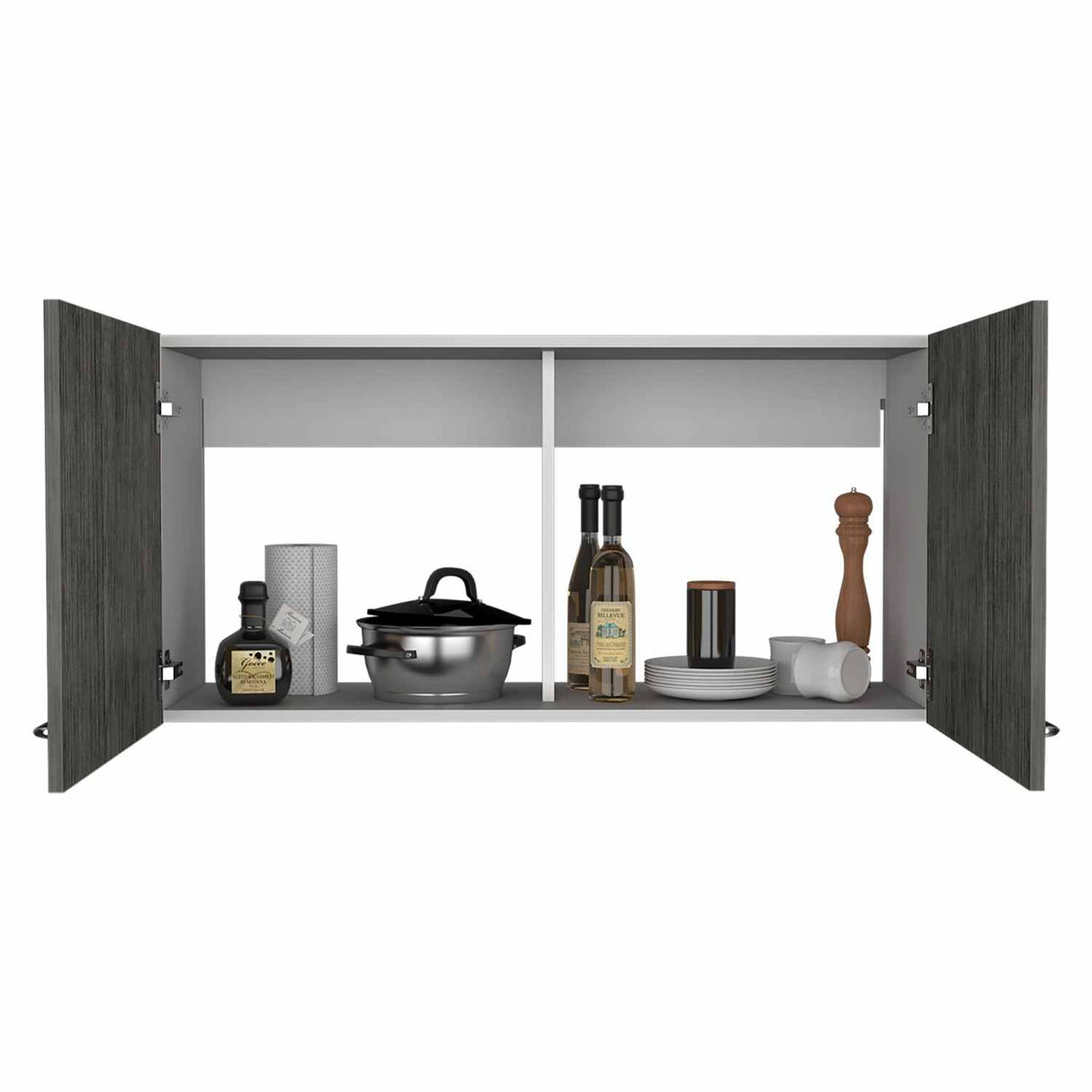 Mueble Superior de Cocina Napoles Roble gris y Blanco 100x49cm sin Entrepaños y con Dos Puertas - Muebles Superiores | Bylmo