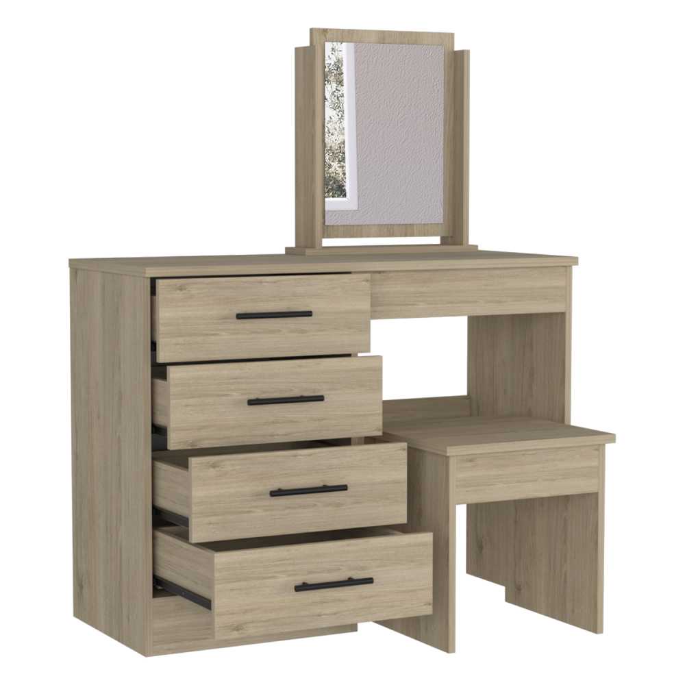 Tocador Kaia Rovere 100x126.7cm con Cuatro Cajones y con Espejo - Cajoneras | Bylmo