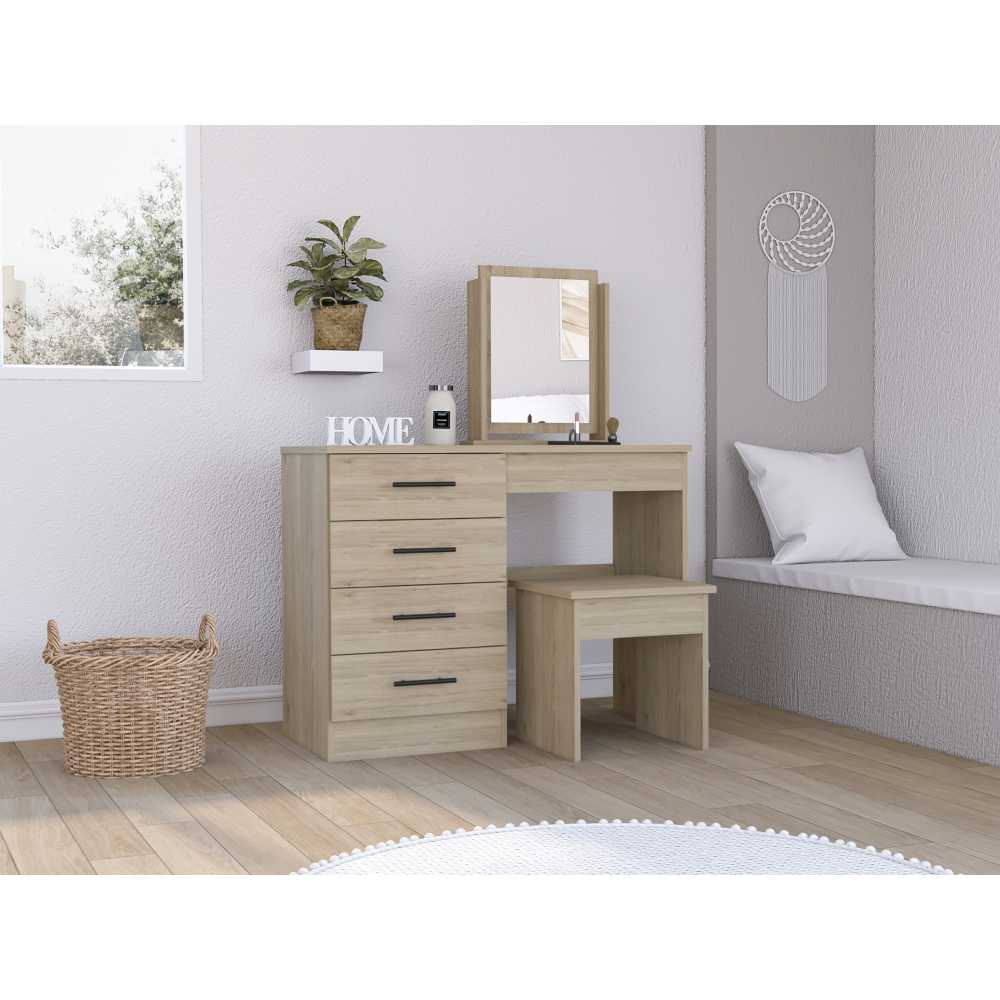 Tocador Kaia Rovere 100x126.7cm con Cuatro Cajones y con Espejo - Cajoneras | Bylmo