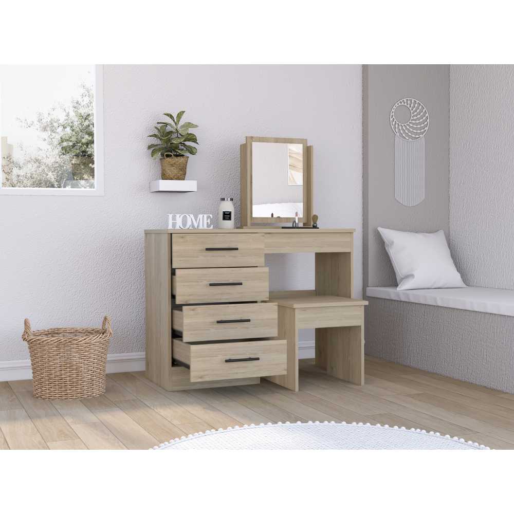 Tocador Kaia Rovere 100x126.7cm con Cuatro Cajones y con Espejo - Cajoneras | Bylmo