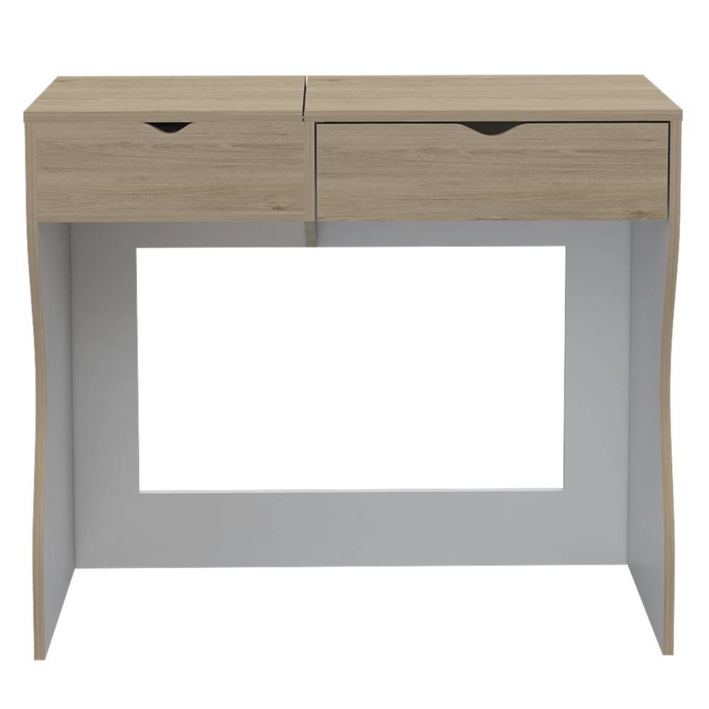 Tocador Perla Rovere y Blanco 90x40cm de Un Puesto con Un Cajón - Cajoneras | Bylmo