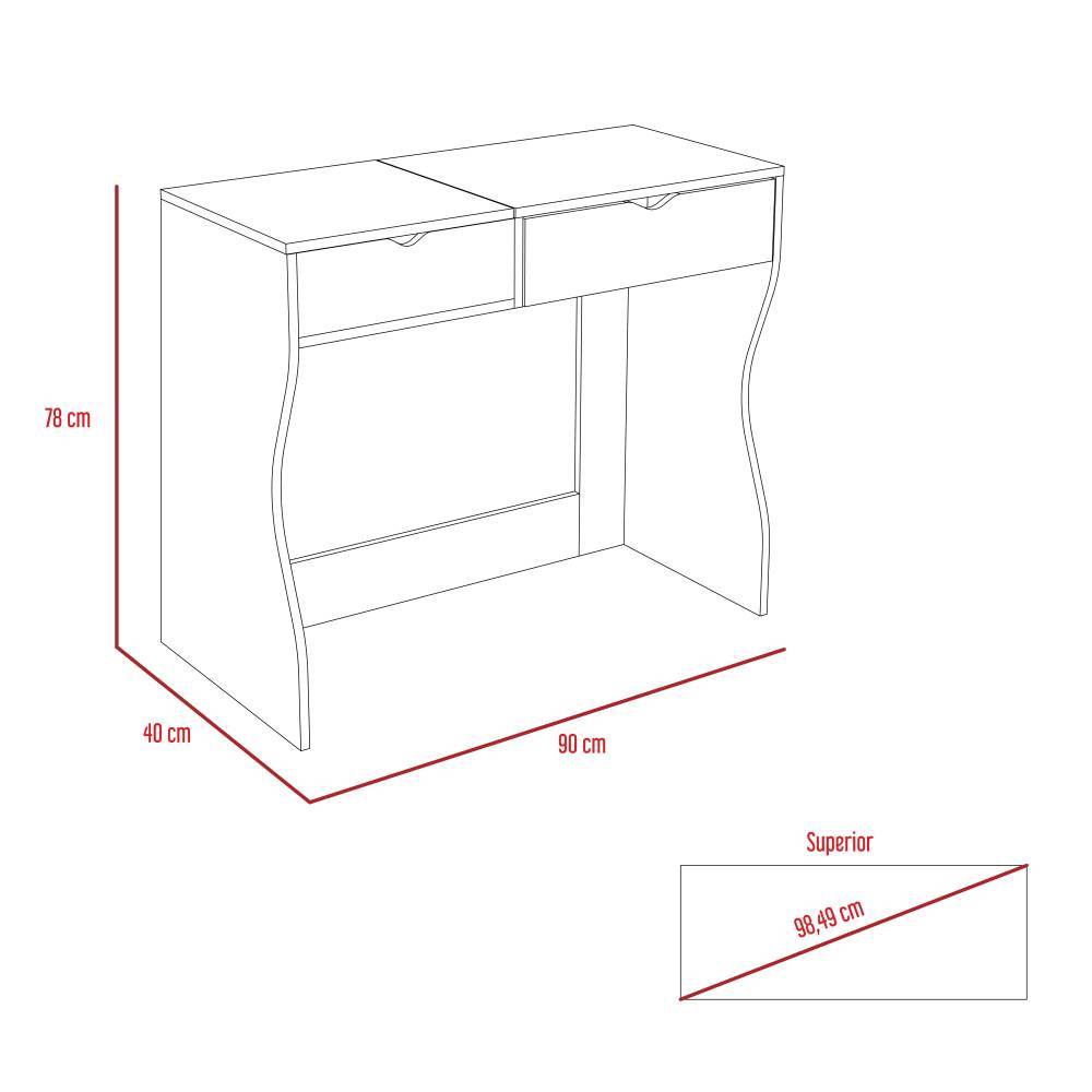 Tocador Perla Rovere y Blanco 90x40cm de Un Puesto con Un Cajón - Cajoneras | Bylmo