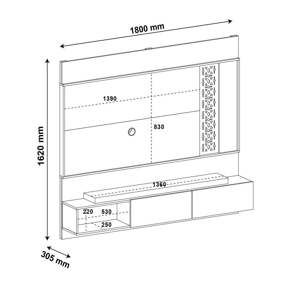 Panel Pino y Blanco 180 cm - Muebles para TV | Bylmo