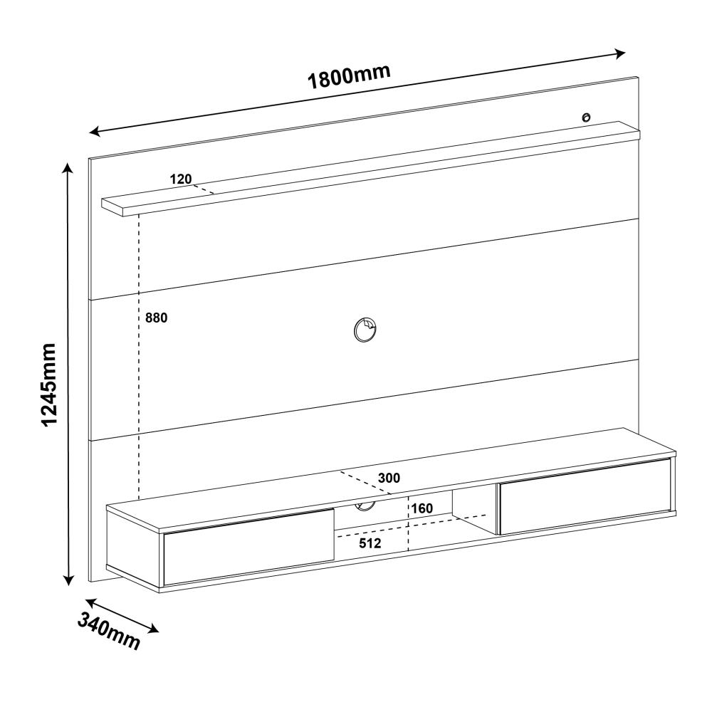 Panel Platinum Canela y Blanco 180 cm - Muebles para TV | Bylmo