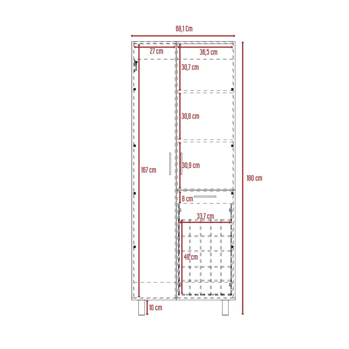 Mueble de Aseo Aeria Blanco 68x180cm con Tres Puertas - Muebles de Aseo y Ropas | Bylmo