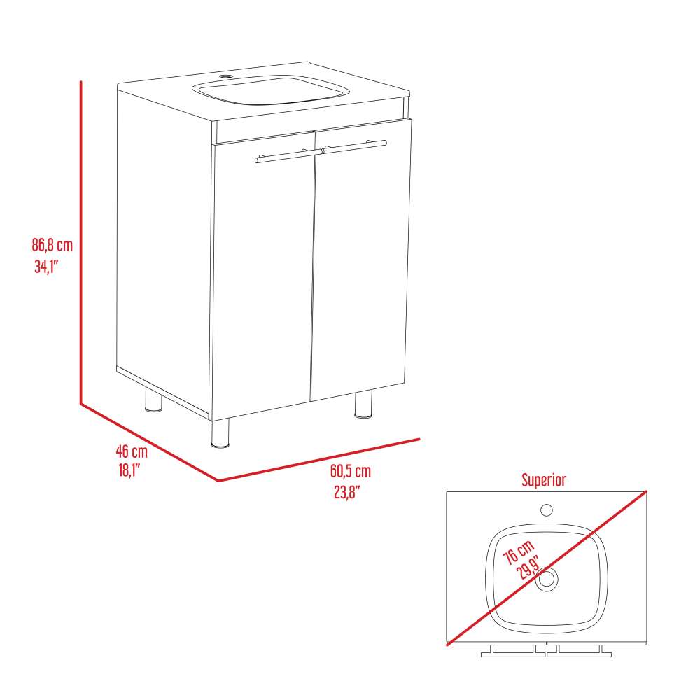 Mueble Khari Blanco 60 cm con Dos Puertas - Gabinetes | Bylmo
