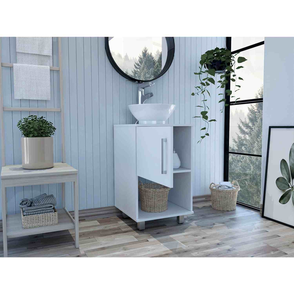 Mueble para Lavamanos Gouda Blanco 45x89cm Individual con Lavamanos con Una Puerta - Muebles para Baño | Bylmo