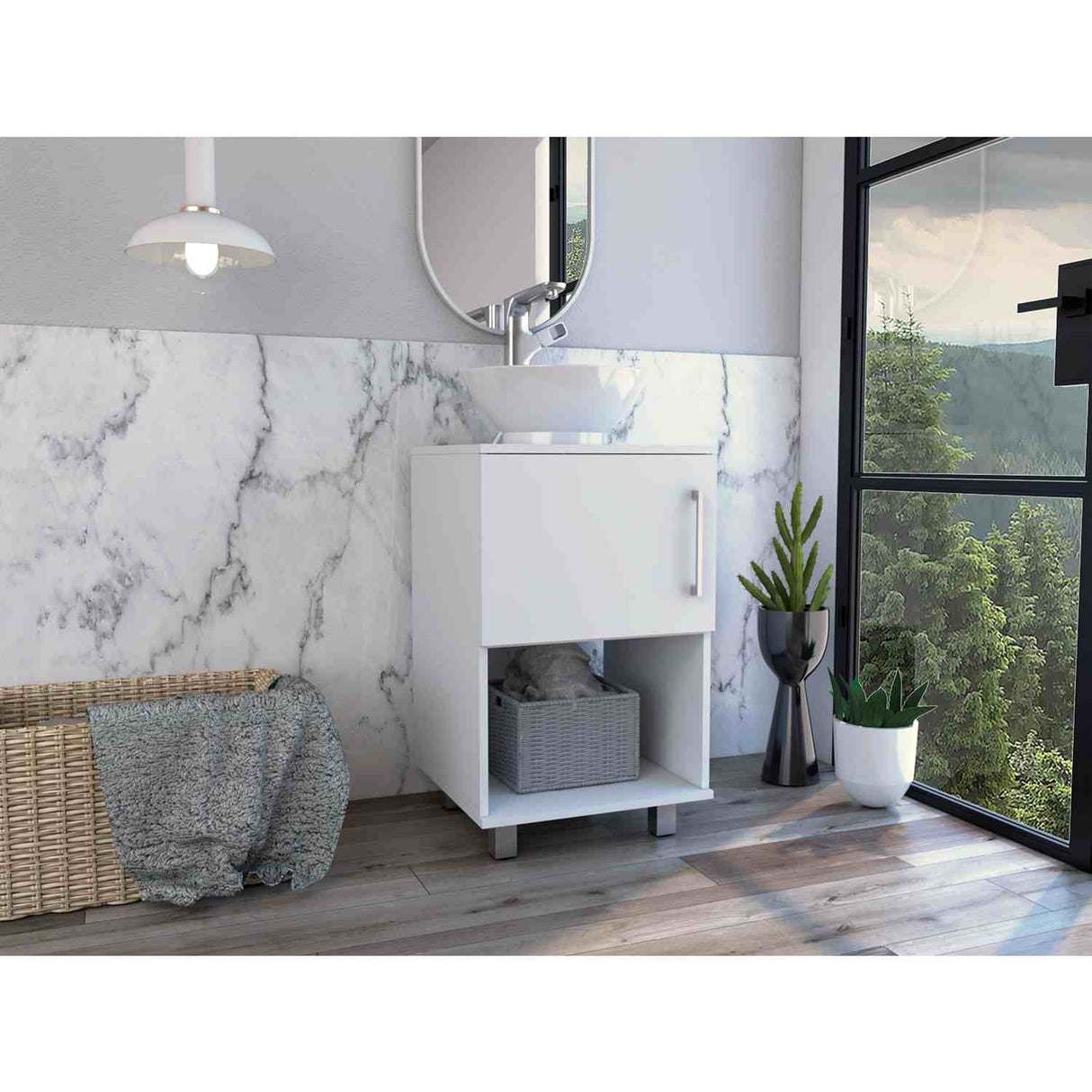 Mueble para Lavamanos Gouda Blanco 45x89cm Individual con Lavamanos con Una Puerta - Muebles para Baño | Bylmo