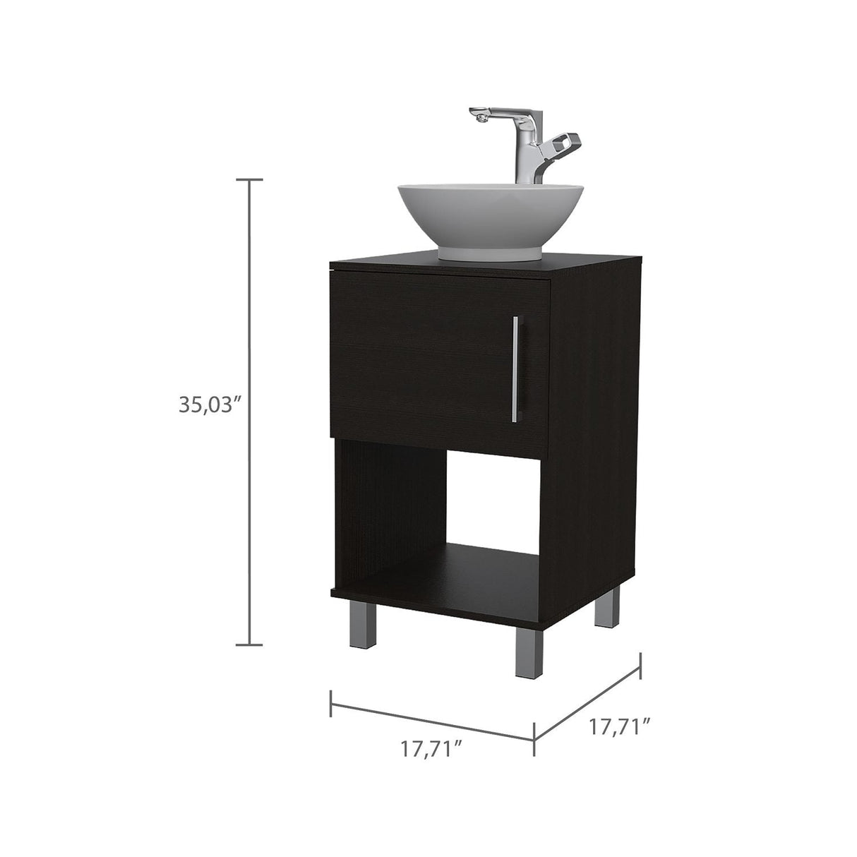 Mueble para Lavamanos Gouda Wengue 45x89cm Individual con Lavamanos con Una Puerta - Muebles para Baño | Bylmo