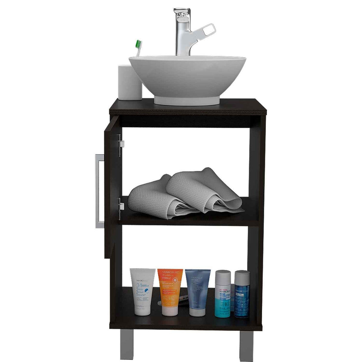Mueble para Lavamanos Gouda Wengue 45x89cm Individual con Lavamanos con Una Puerta - Muebles para Baño | Bylmo