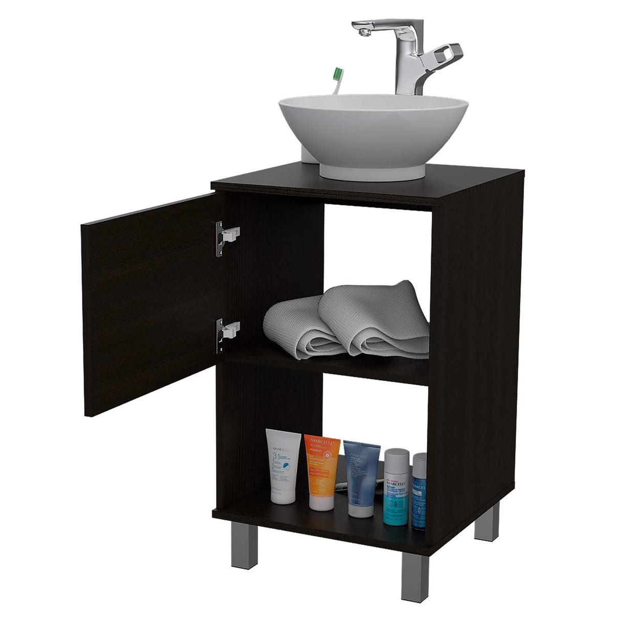 Mueble para Lavamanos Gouda Wengue 45x89cm Individual con Lavamanos con Una Puerta - Muebles para Baño | Bylmo