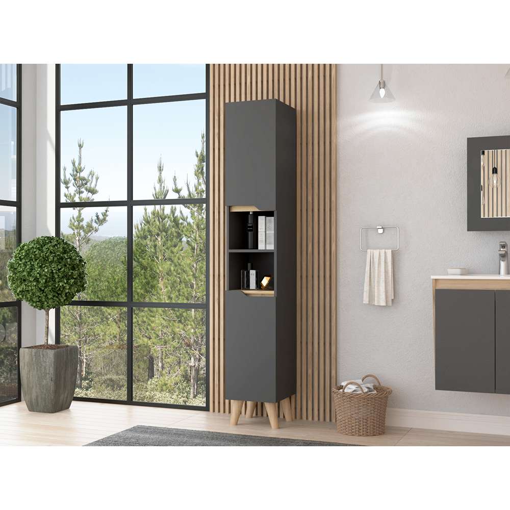 Mueble para Baño Laurent Plomo 30 cm con Dos Puertas y Entrepaños - Muebles para Baño | Bylmo