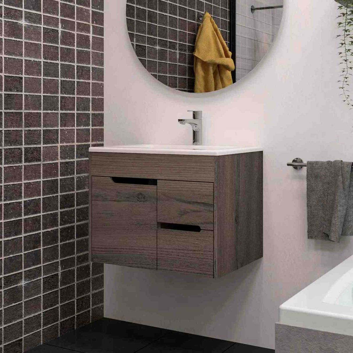 Mueble para Baño Tiziano Mitte y Tambo 63 cm Flotante con Lavamanos Trentino - Muebles para Baño | Bylmo