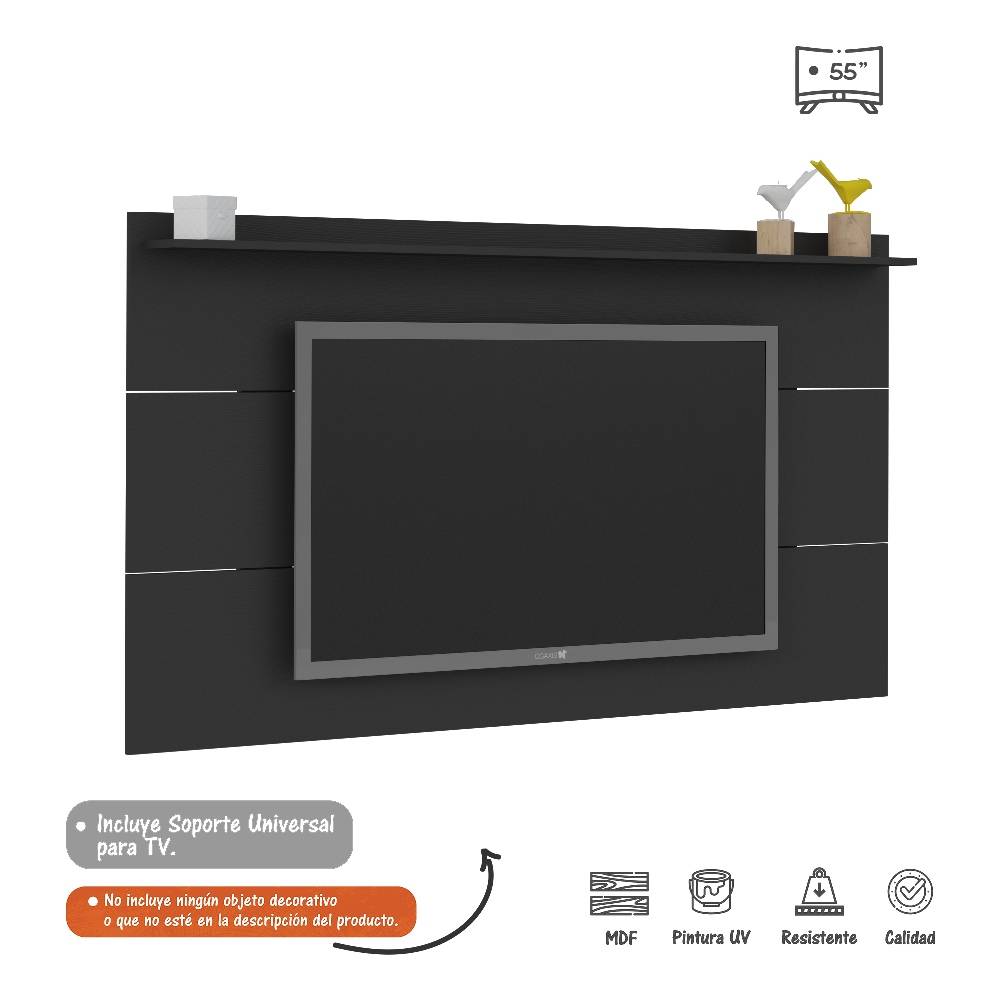 Panel Slim Negro 180 cm - Muebles para TV | Bylmo