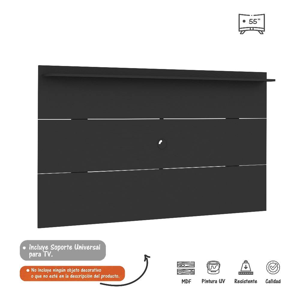 Panel Slim Negro 180 cm - Muebles para TV | Bylmo