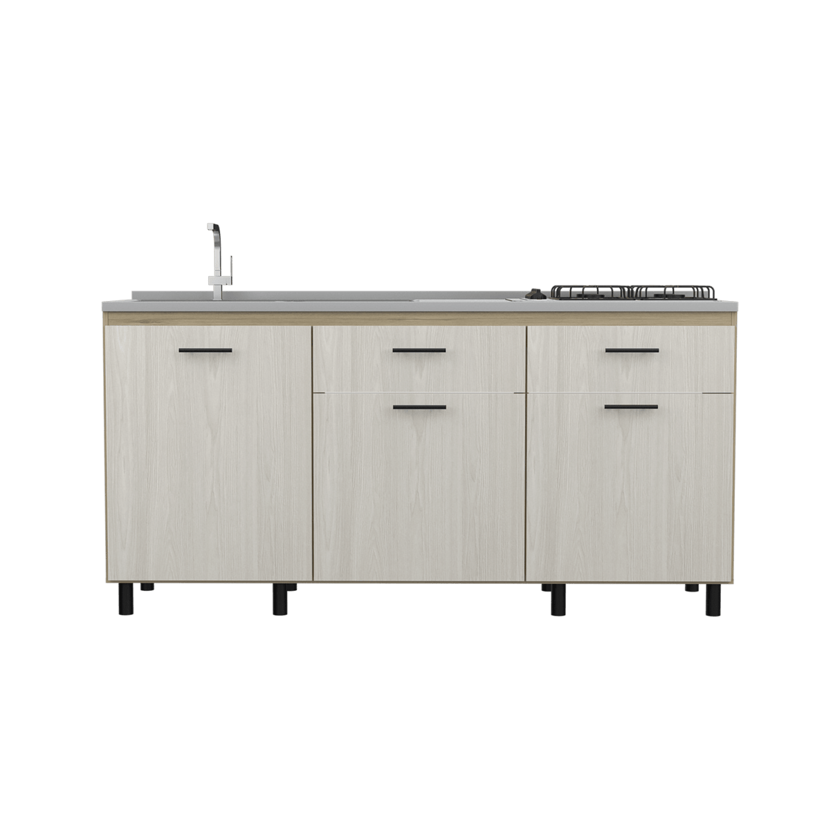 Mueble Inferior Gante Rovere 180x51.3cm con Mesón de Acero Inoxidable y con Pozuelo Lado Izquierdo - Muebles Inferiores | Bylmo