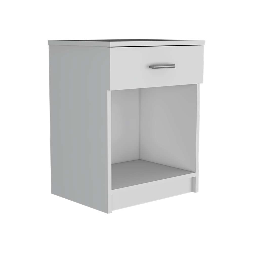 Mesa de Noche Eco Blanco 42 cm con Un Cajón - Mesas de Noche | Bylmo