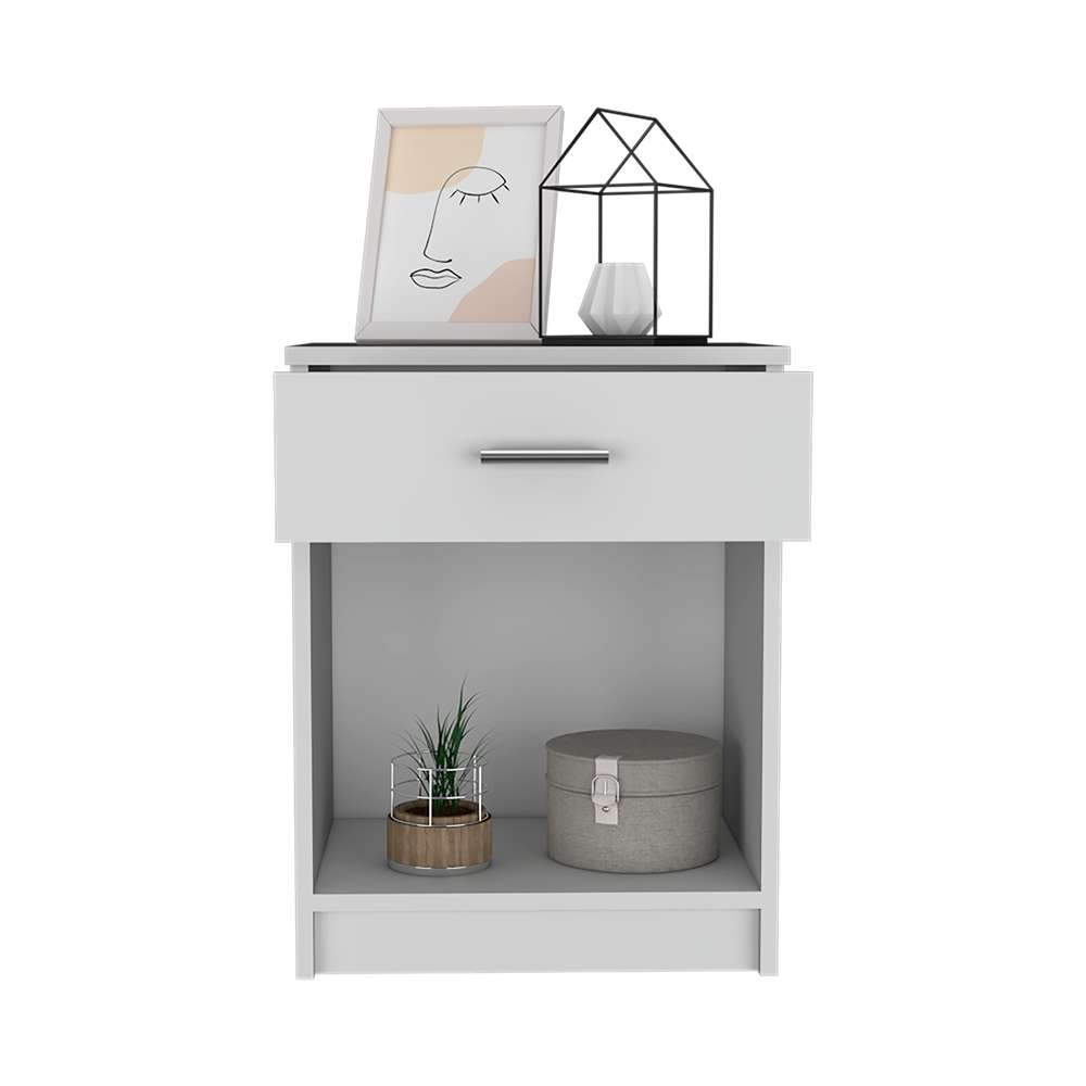 Mesa de Noche Eco Blanco 42 cm con Un Cajón - Mesas de Noche | Bylmo