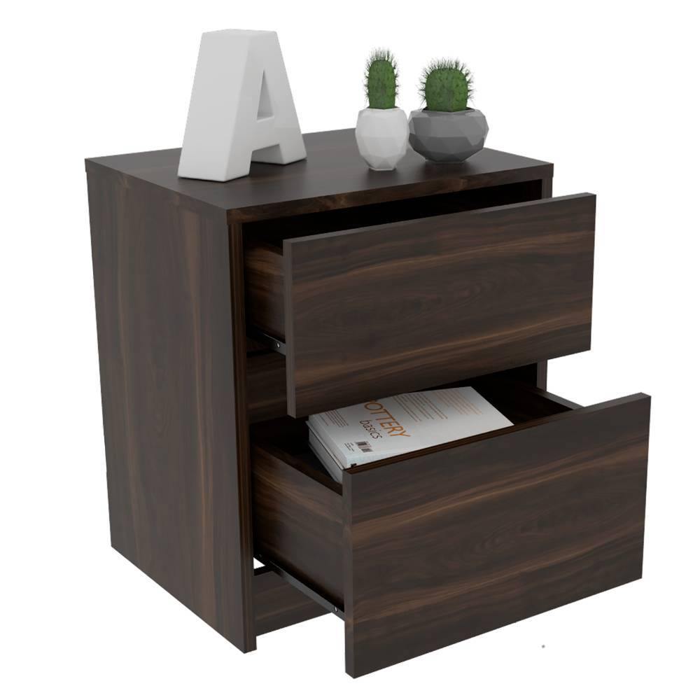 Mesa de Noche Trivor habano 47.2x40cm con Dos Cajones - Mesas de Noche | Bylmo