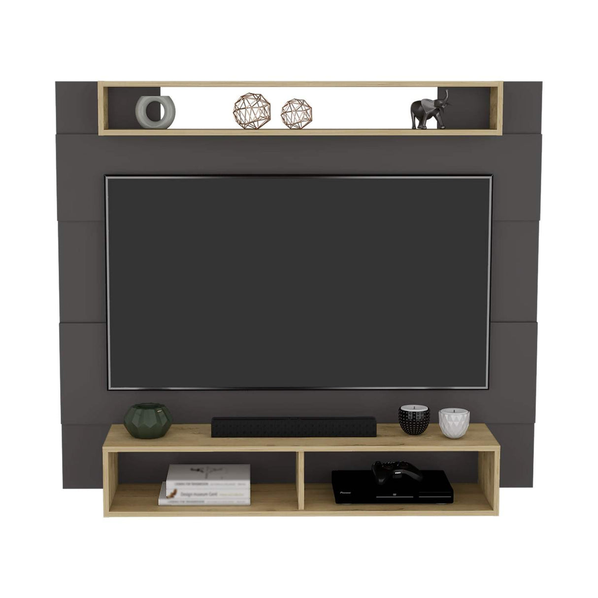 Panel de TV Charlotte Plomo 140x120cm Para TV Hasta 60 Pulgadas sin Cajones - Muebles de TV | Bylmo